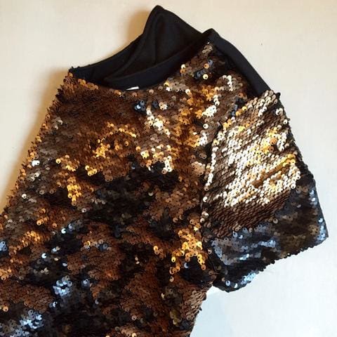 gold sequined tee from weston wear at lusso