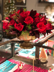 Red flowers vintage vase St. Louis buds stl