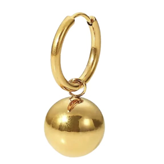 gold ball huggie hoops - Jewelry