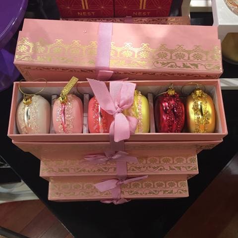 glass macaron ornaments at lusso