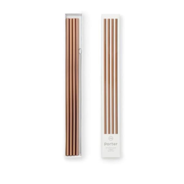 10in metal straws -set of 4 with cleaner - copper - Home & Gift