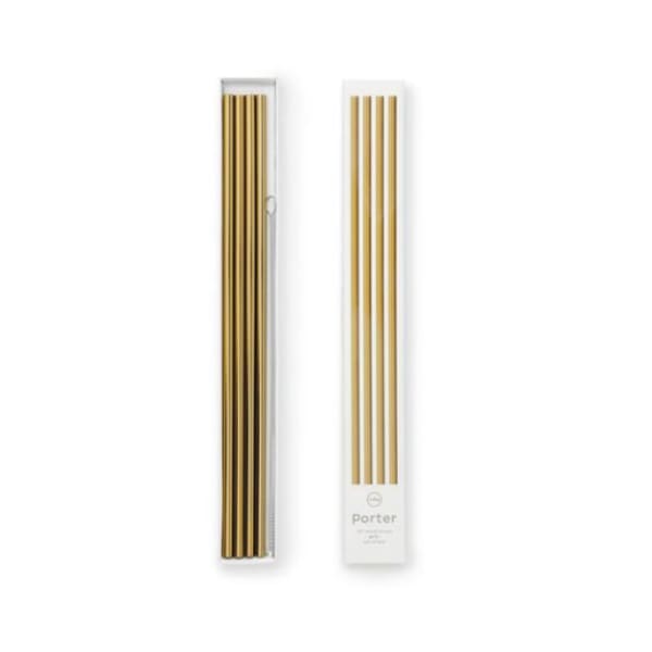 10in metal straws -set of 4 with cleaner - gold - Home & Gift